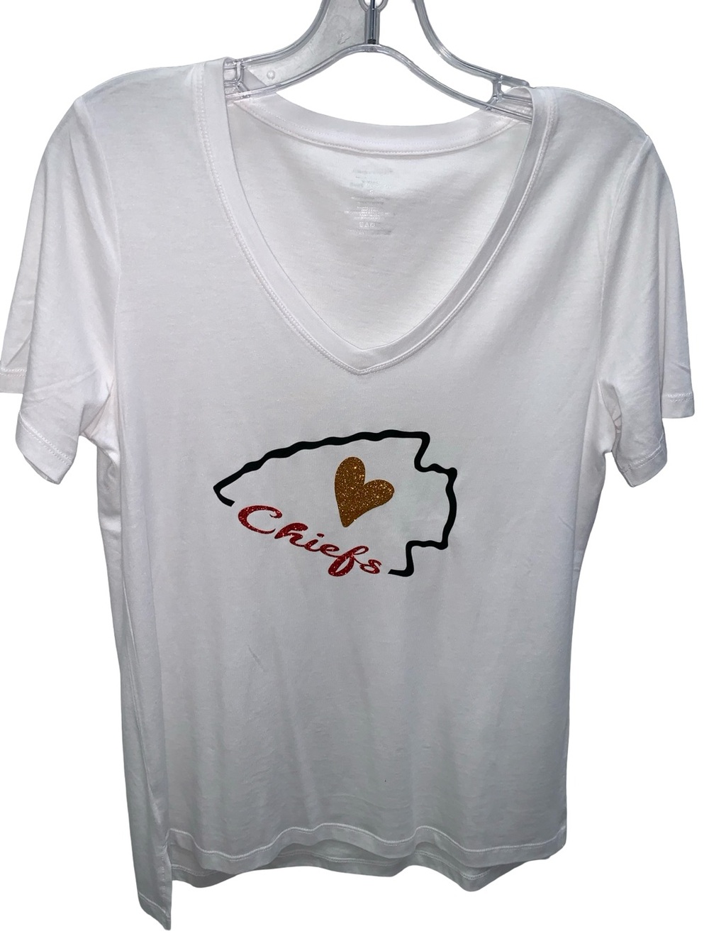 Kansas City Chiefs Arrowhead Ladies V-Neck T-Shirt Size Small